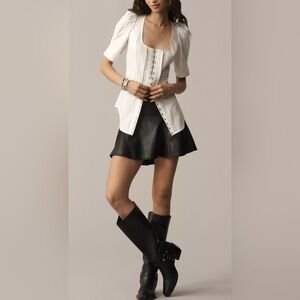 By Anthropologie Puff-Sleeve Bustier Blouse size S
